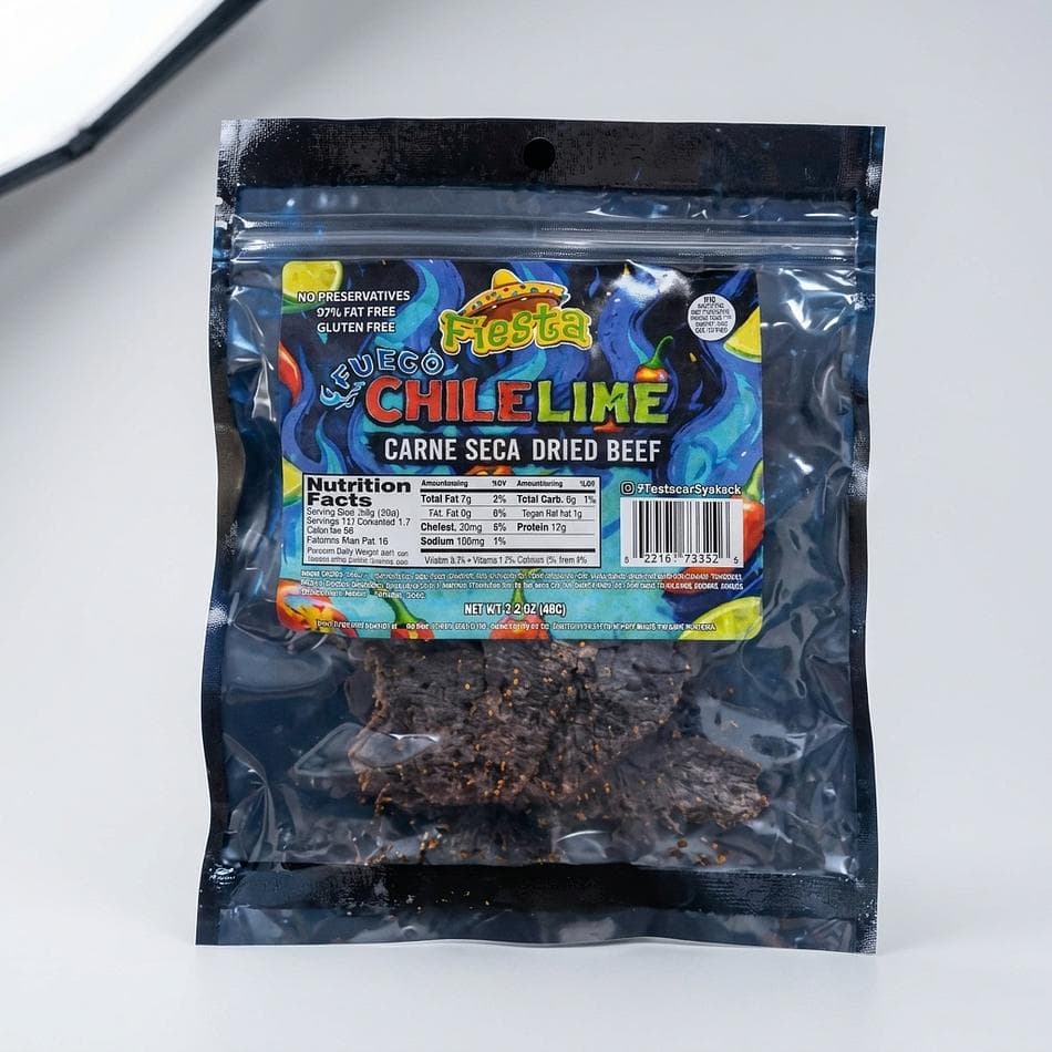 Crunchy Beef Jerky (Carne Seca), Hot Pepper Spice Blend, Extra Spicy Heat, Stand-Up Pouch, 1 Bag