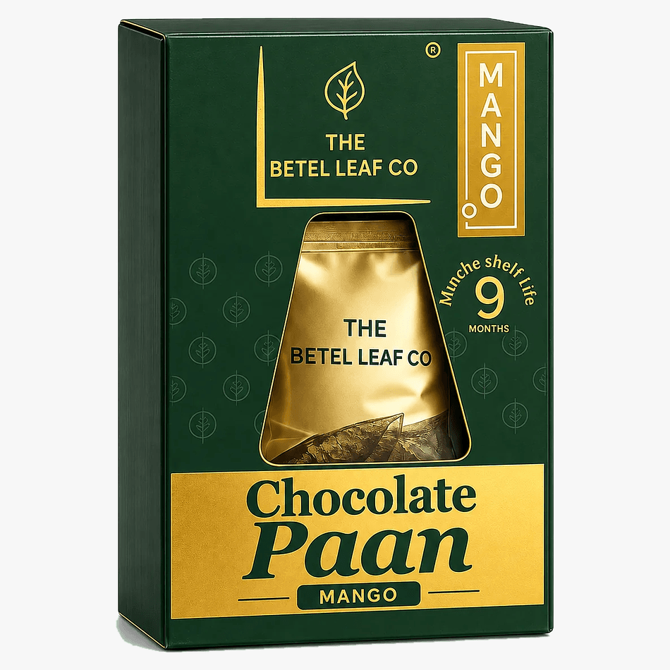 Chocolate-Coated Meetha Paan Triangle, Mango Flavor, Betel Leaf Filling, After-Dinner Dessert, 40g Single