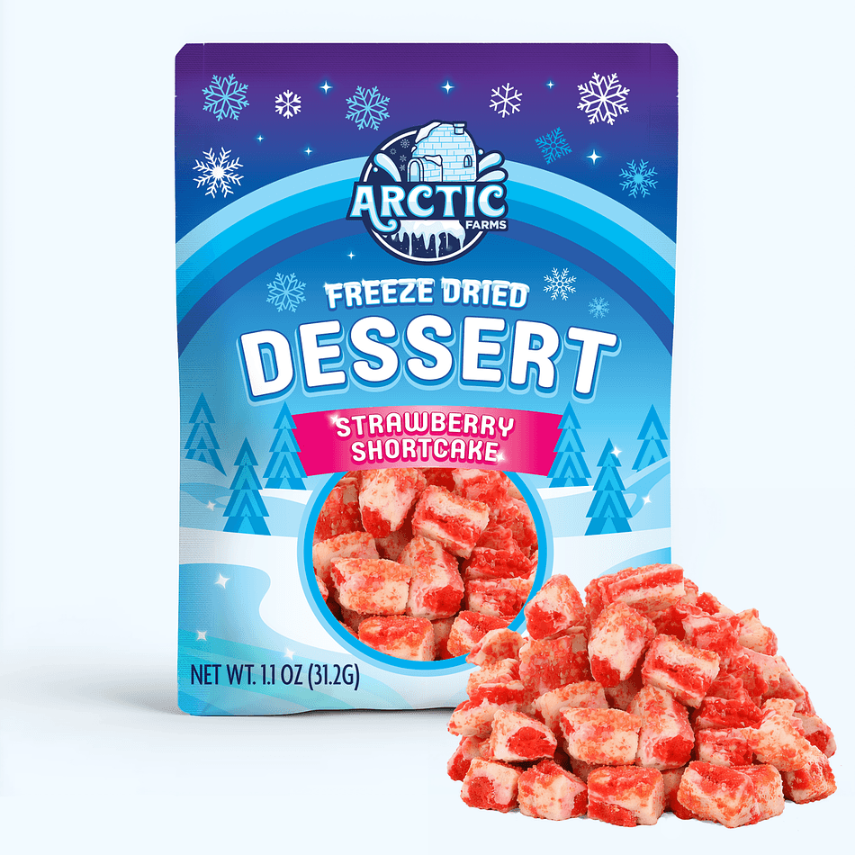 Freeze-Dried Ice Cream Bar Bites, Strawberry Shortcake, Crunchy No-Melt Dessert Snack, Pack of 3 Resealable Bags (1.1 oz each)