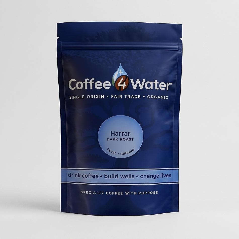 Ethiopian Harrar Dark Roast Coffee Beans, Blueberry & Cocoa Notes, Smooth Full Body, 12 oz Whole Bean or Ground