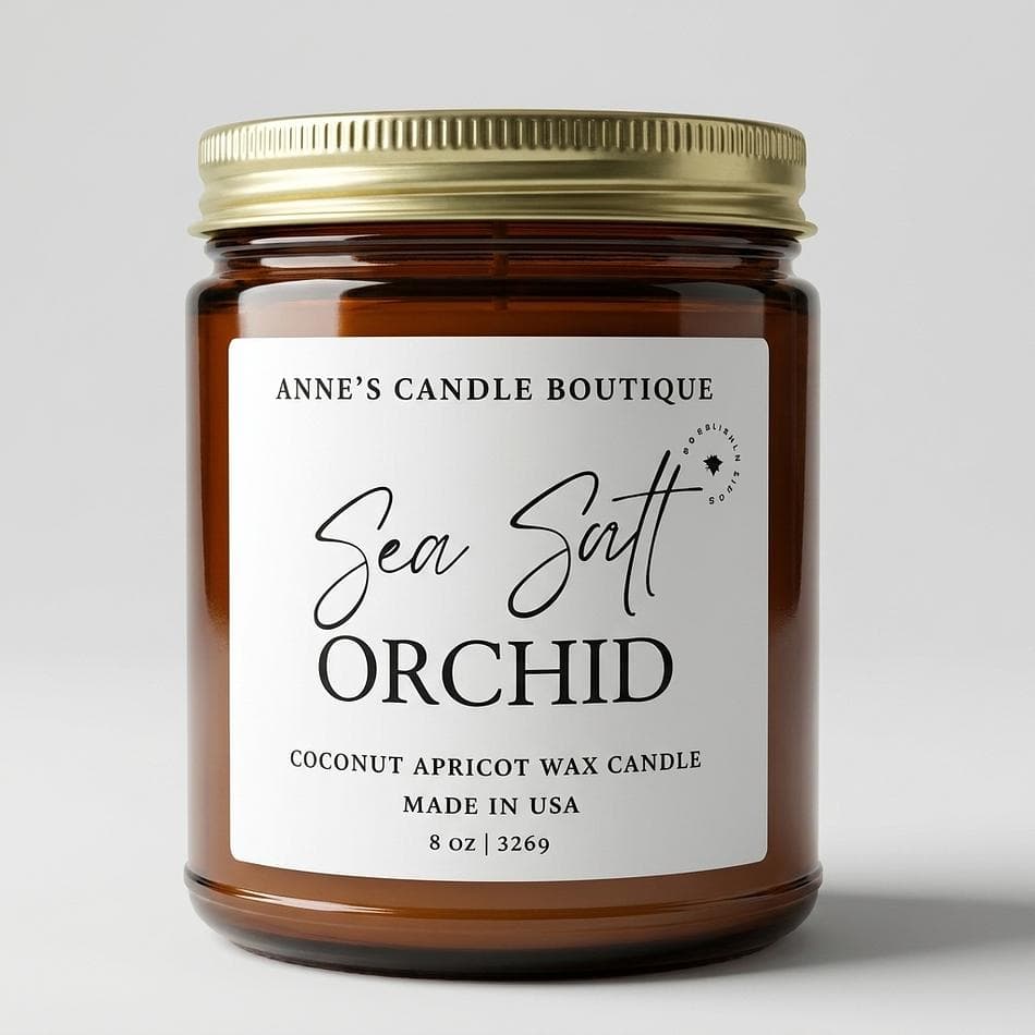 Sea Salt & Orchid Scented Candle, Ozonic & Freesia Notes, Spa-Like Coastal Relaxation, 9 oz Jar