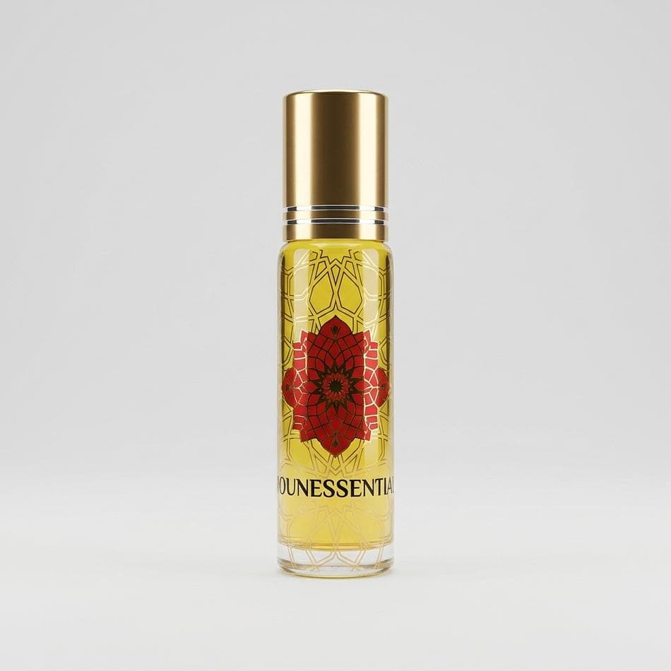 Perfume Oil Roll-On, Champaca + Jojoba, Warm Floral Personal Fragrance, Yellow Jade Crystal Chips, 10 ml