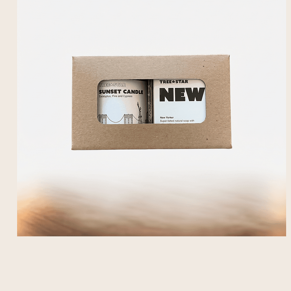 NYC-Themed Bath Gift Set, Bar Soap + Candle, Handmade, Self-Care Gift, 1 Set
