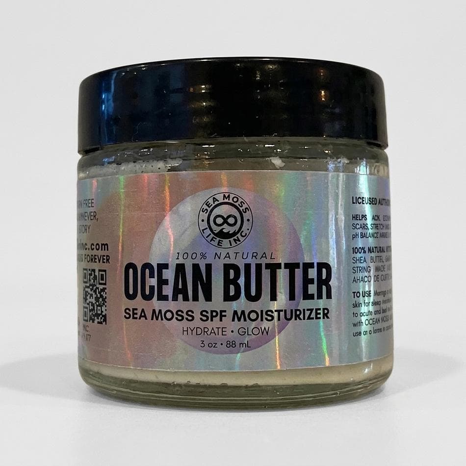 Sea Moss Body Butter Moisturizer, Shea Butter & Grapeseed Oil, Deep Hydration for Skin Hair Nails, 3.4 oz or 9 oz