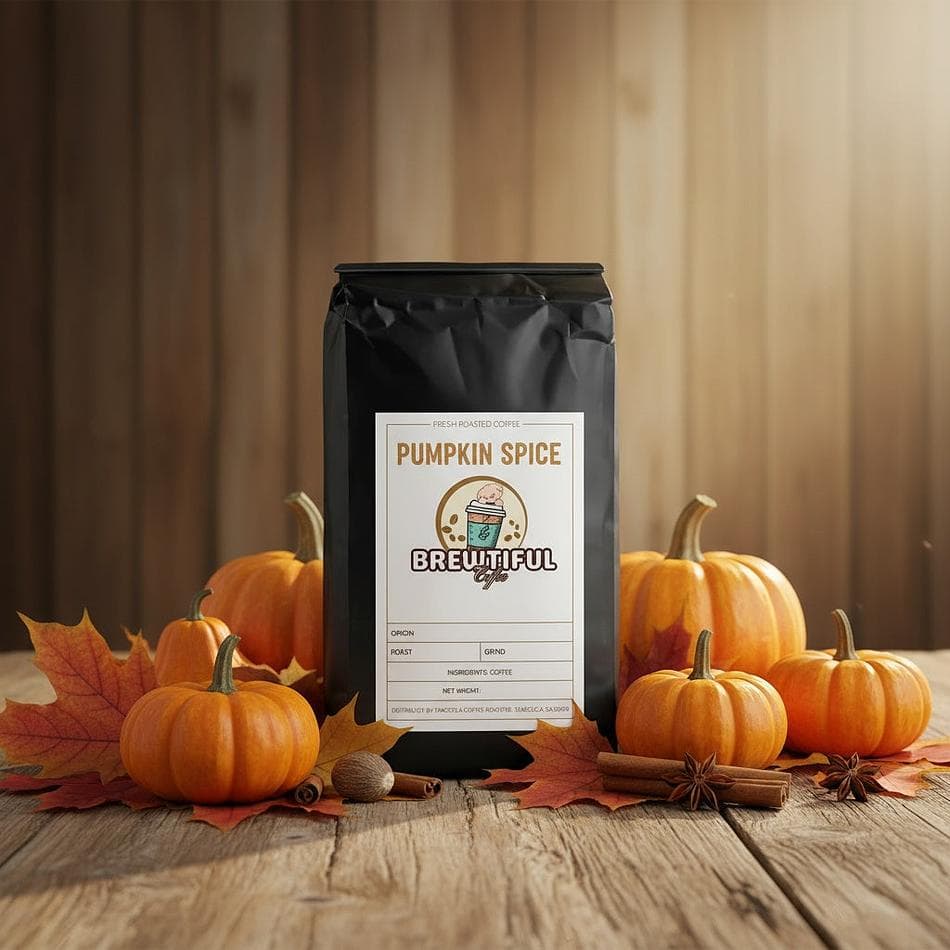 Pumpkin Spice Flavored Arabica Coffee, Cinnamon & Nutmeg, Cozy Fall Flavor, Medium Roast, 12 oz Bag