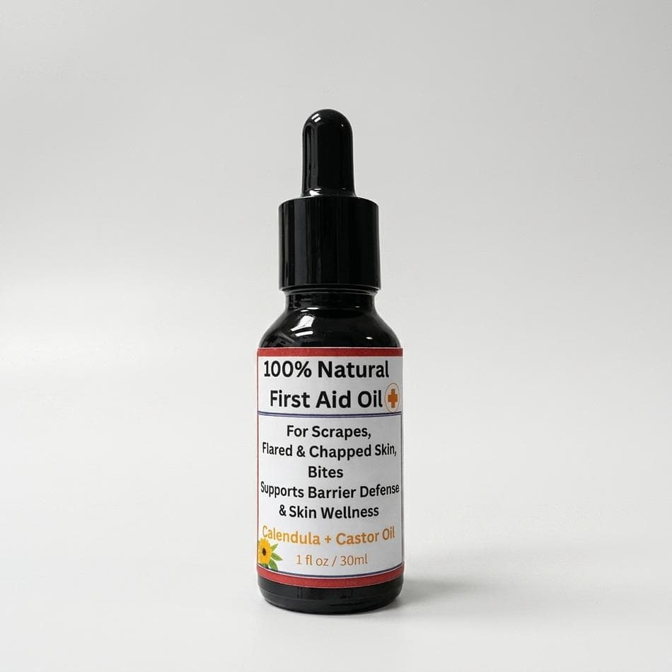 Calendula Comfort Care Oil, Organic Calendula + Jojoba + Castor, Soothes Irritated Skin, 10ml Glass Bottle (Spray/Dropper)