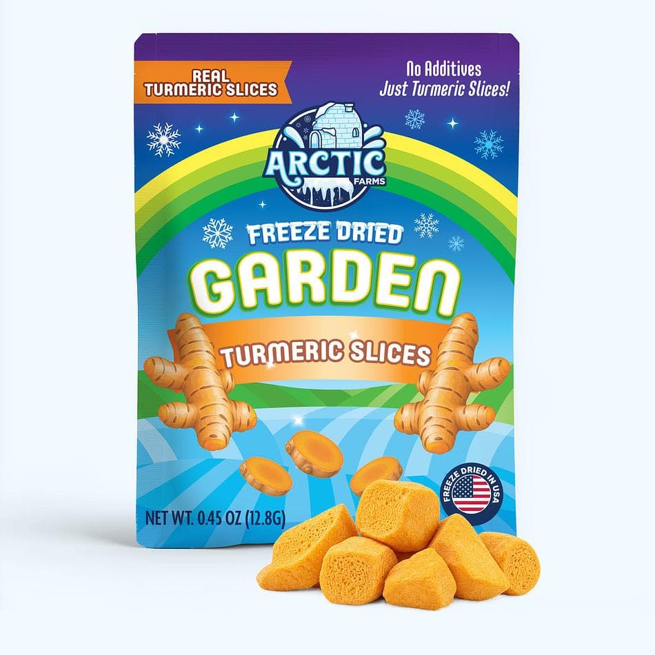 Freeze-Dried Turmeric Root Slices, 1-Ingredient Curcumin Spice, Tea & Smoothies, Pack of 3 Resealable Bags (0.45 oz each)