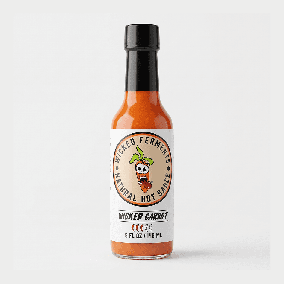 Fermented Carrot Hot Sauce, Mild Heat, Flavor-Forward Table Sauce, 1 Bottle