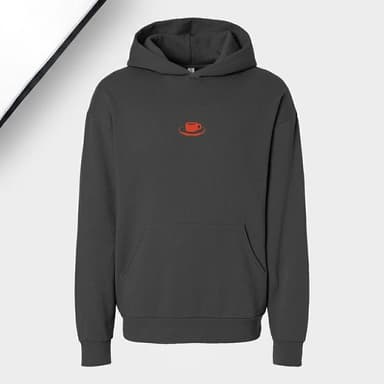 Charcoal Pullover Hoodie, Cotton-Blend Fleece, Cozy Warm Layer, Front Chest Logo + Back Print, Unisex Sizes S–3XL