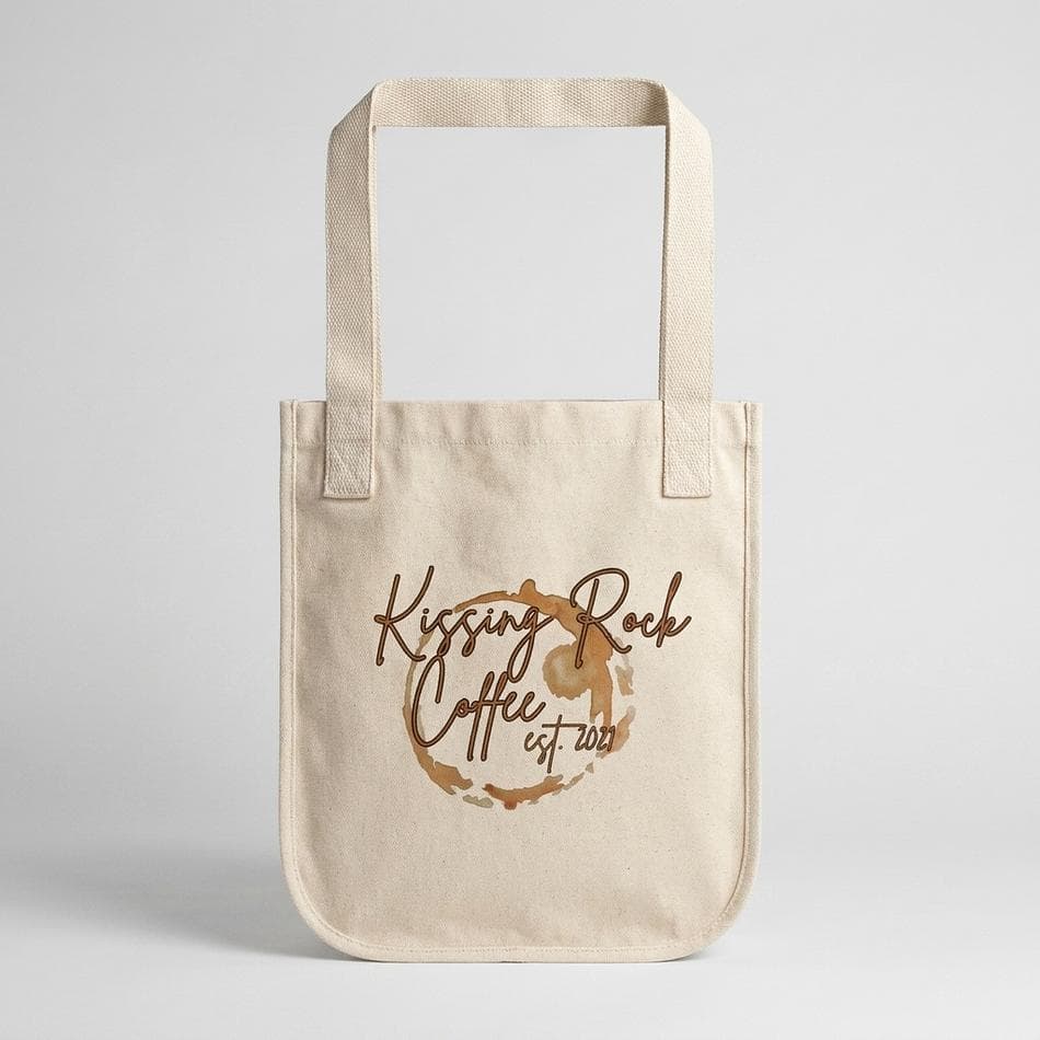 Organic Cotton Canvas Tote Bag, Coffee Cup Print, Gold Beach Oregon, Everyday Errands, One Size, Natural