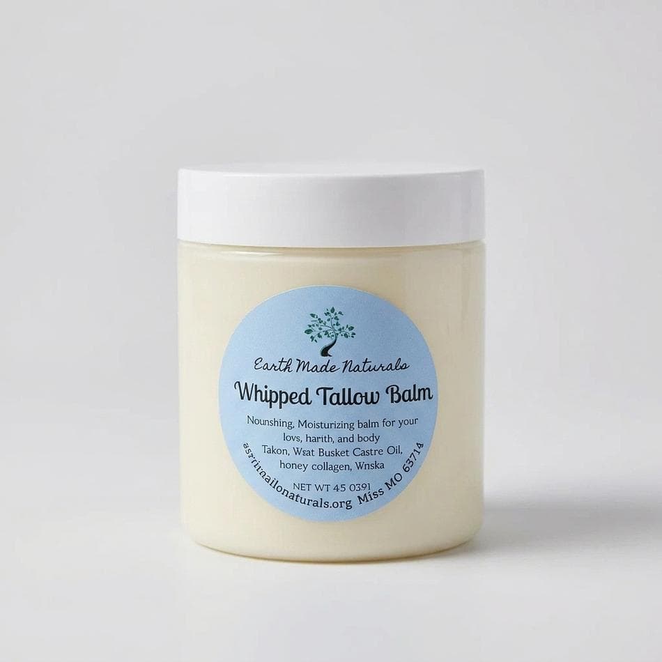 Whipped Tallow Balm, Grass-Fed Tallow, Shea Butter & Raw Honey, Deep Moisture for Dry Skin, Whipped Jar