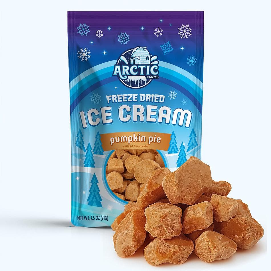 Freeze-Dried Ice Cream Bits, Pumpkin Pie, No-Melt Crunchy Snack, Shelf-Stable, Large Resealable Bag (2.5 oz)