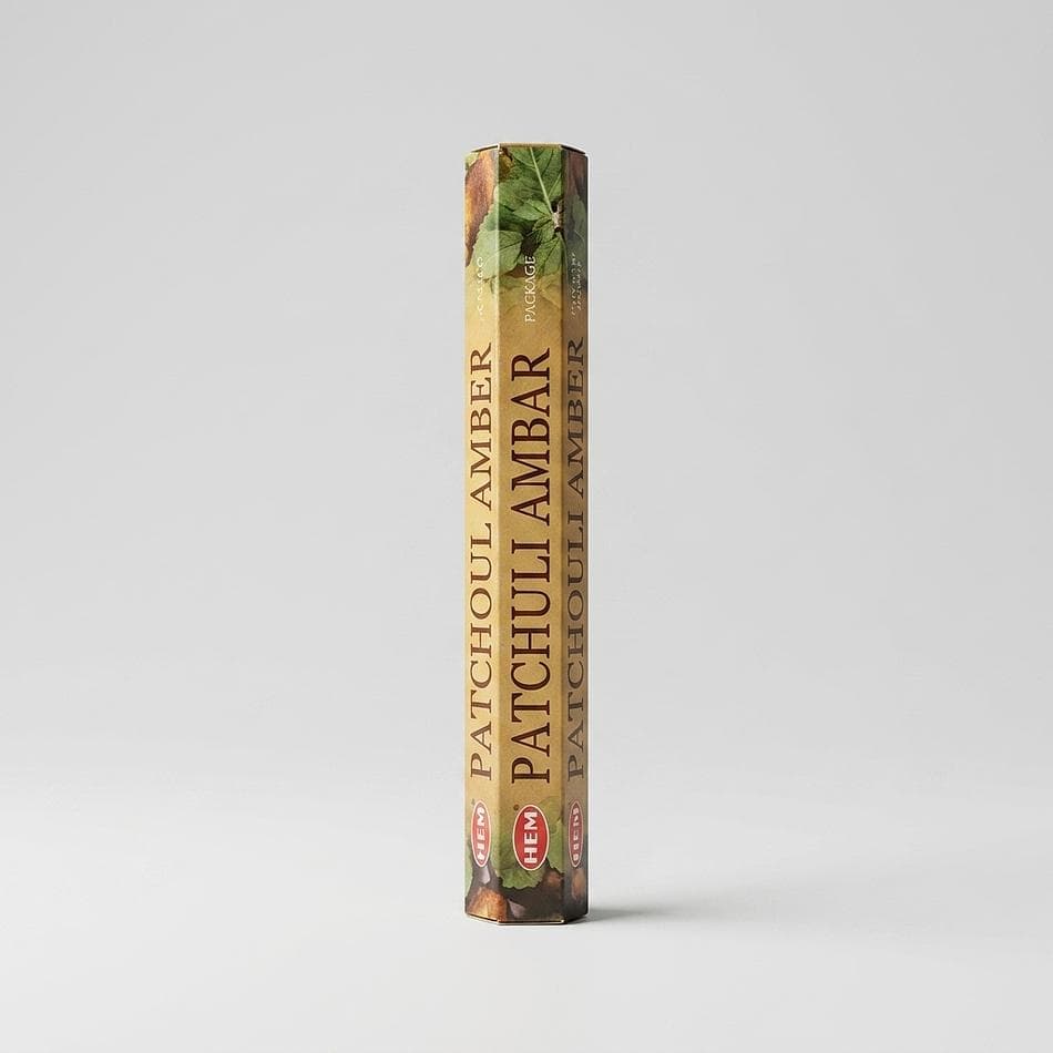 Patchouli Amber Incense Sticks, Essential Oils & Natural Resins, Relaxation & Meditation, 20-Stick Hex Tube