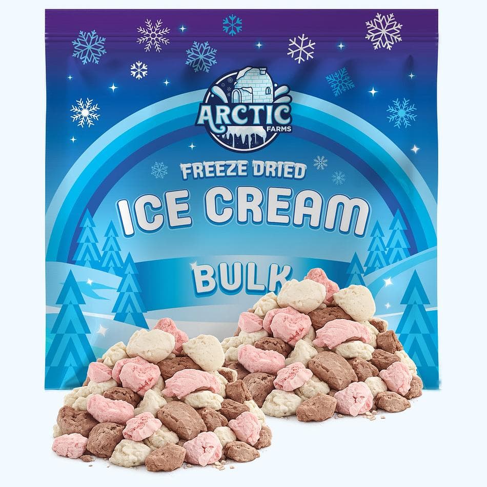Freeze-Dried Protein Ice Cream, A2A2 Milk & Allulose, Zero Added Sugar Crunch Snack, Neapolitan, Bulk Bag (20 oz)
