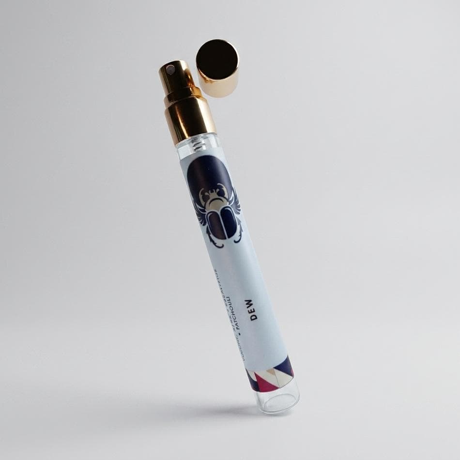 DEW Travel Eau de Parfum Spray, Ozone Apple & Eucalyptus, Fresh Clean Scent, Amber Patchouli Base, 10ml Glass Bottle