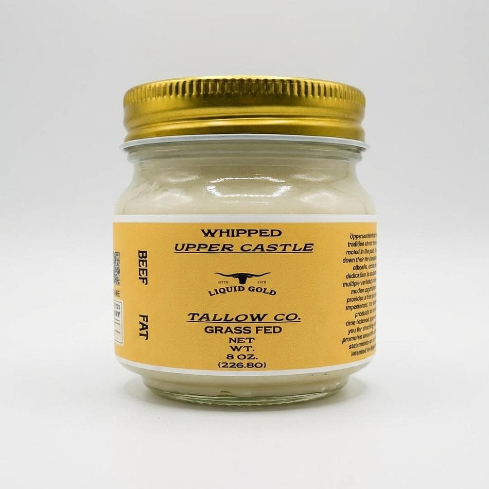 Whipped Beef Tallow (100% Grass-Fed), High-Heat Cooking & Cast Iron Seasoning, 3-Pack 8 oz Jars (24 oz)