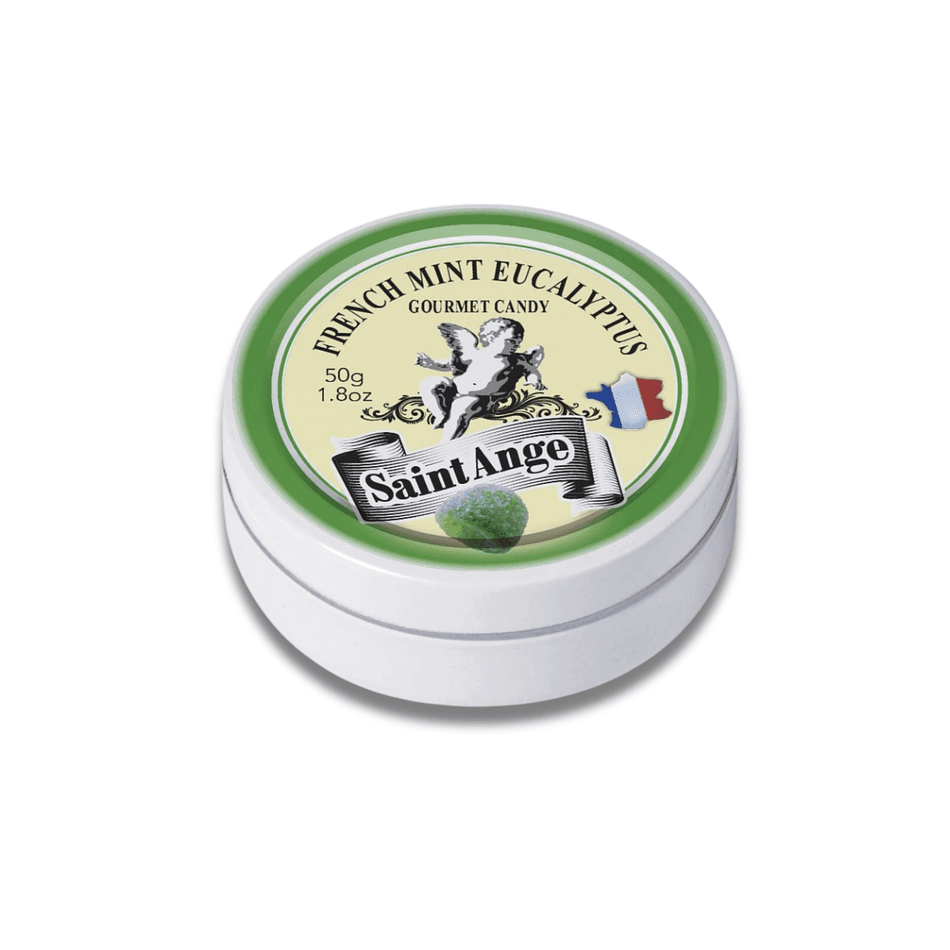 French Mint Eucalyptus Pastilles, Breath-Freshening Hard Candy, Single Tin 50g