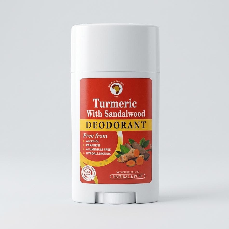 Natural Deodorant Stick, Turmeric & Sandalwood, Odor Control for Sensitive Skin, Aluminum-Free, 1 Stick