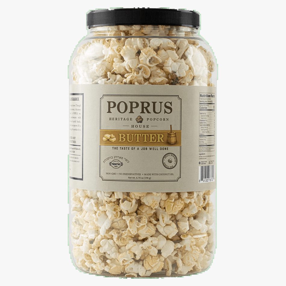 Gourmet Kosher Popcorn, Butter Flavor, Coconut Oil & Nutritional Yeast, Dairy-Free Crunch, 6.70 oz Jar