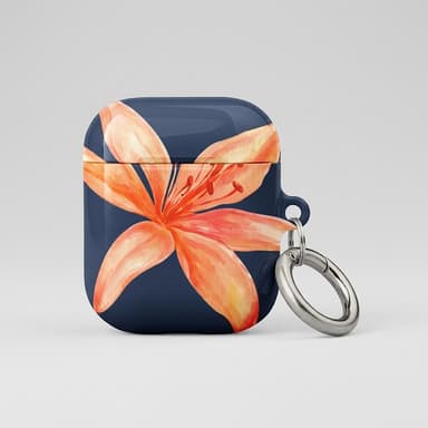 Floral AirPods Case, Polycarbonate Hard Shell, Drop Protection, Carabiner Keychain, for AirPods 1/2/3 & Pro 1/2