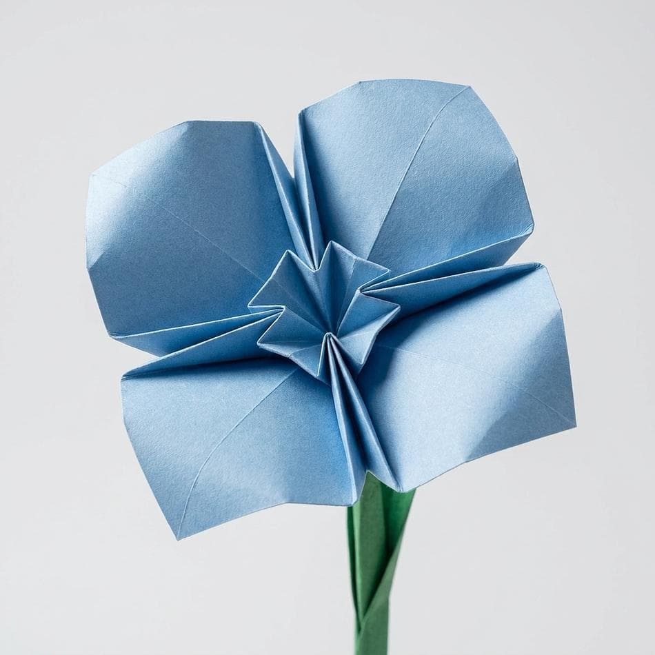 Handmade Origami Paper Flower Bouquet, Lavender Lily Poppy Daisy, Everlasting Desk Decor, Includes 5" Vase, 1 Set