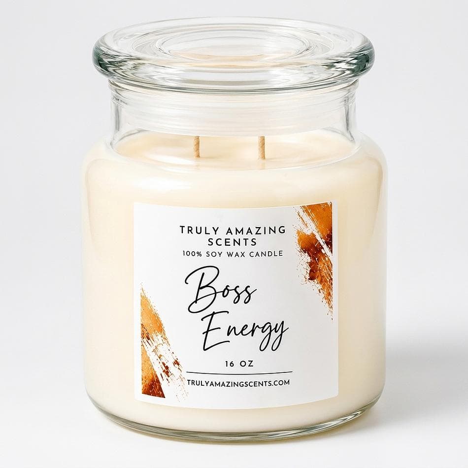 Soy Candle, Grapefruit & Cedarwood, Masculine Cologne Scent, Long-Lasting Throw, 16 oz Jar, 60–70 Hr Burn