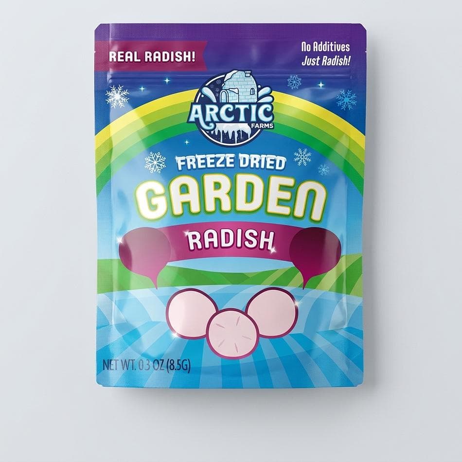 Freeze-Dried Radish Chips, 100% Radish Slices, Peppery Crunch Snack & Salad Topper, No Additives, 0.8 oz Bag