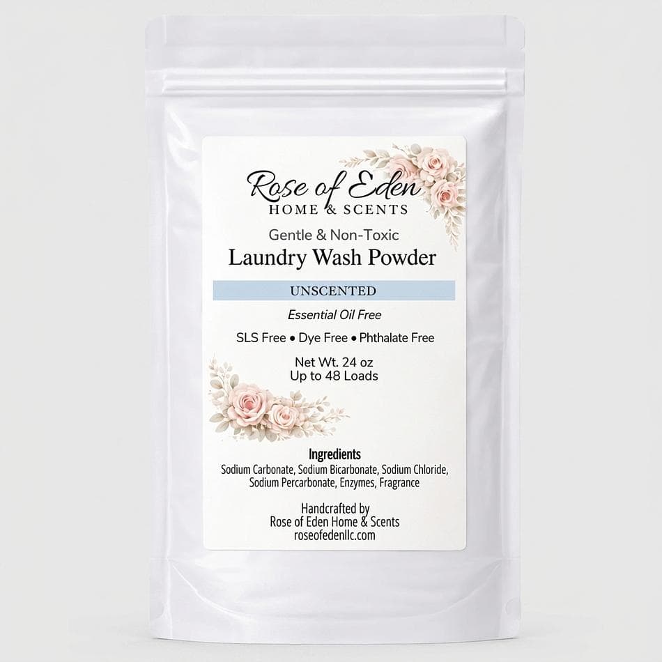 Enzyme Laundry Detergent Powder, Toxin Free + Essential Oils Sensitive Skin, HE Safe, 24 oz Bag