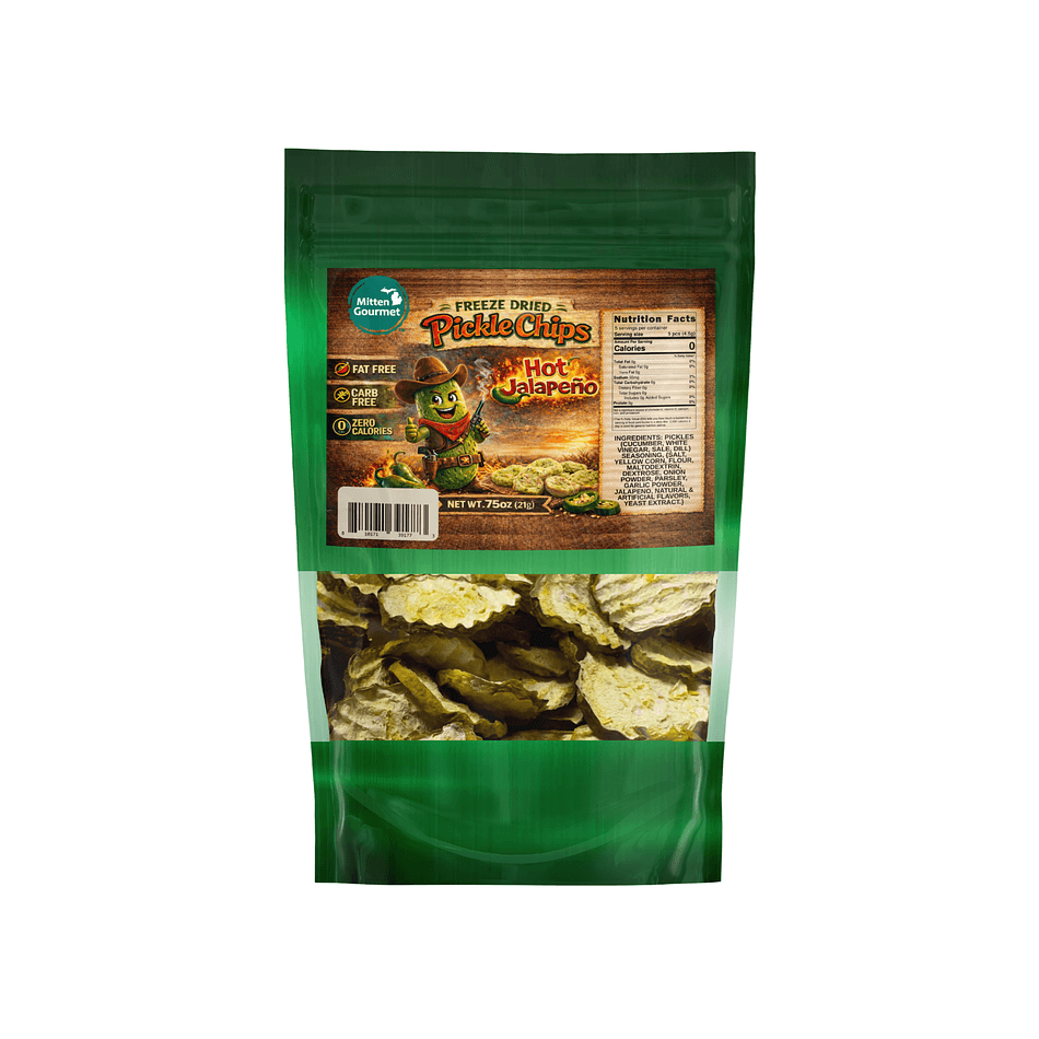 Jalapeno Dill Pickle Chips, Freeze Dried, Fat Free, Zero Calories