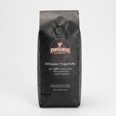 Ethiopian Yirgacheffe Coffee Beans, Air-Roasted, Plum & Dark Chocolate Notes, Fresh Roasted, 1 lb Whole Bean or Ground