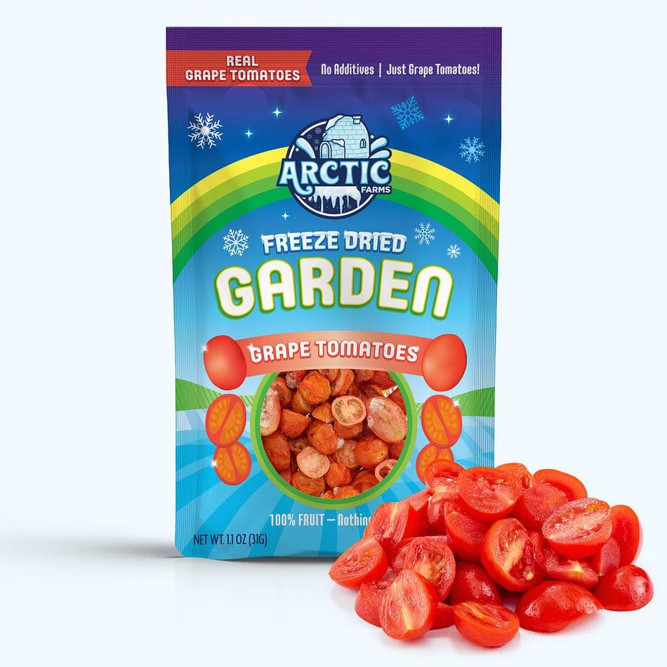 Freeze-Dried Grape Tomatoes, Bite-Size Crispy Slices, Snack & Salad Topper, Large Resealable Bag (1.1 oz)