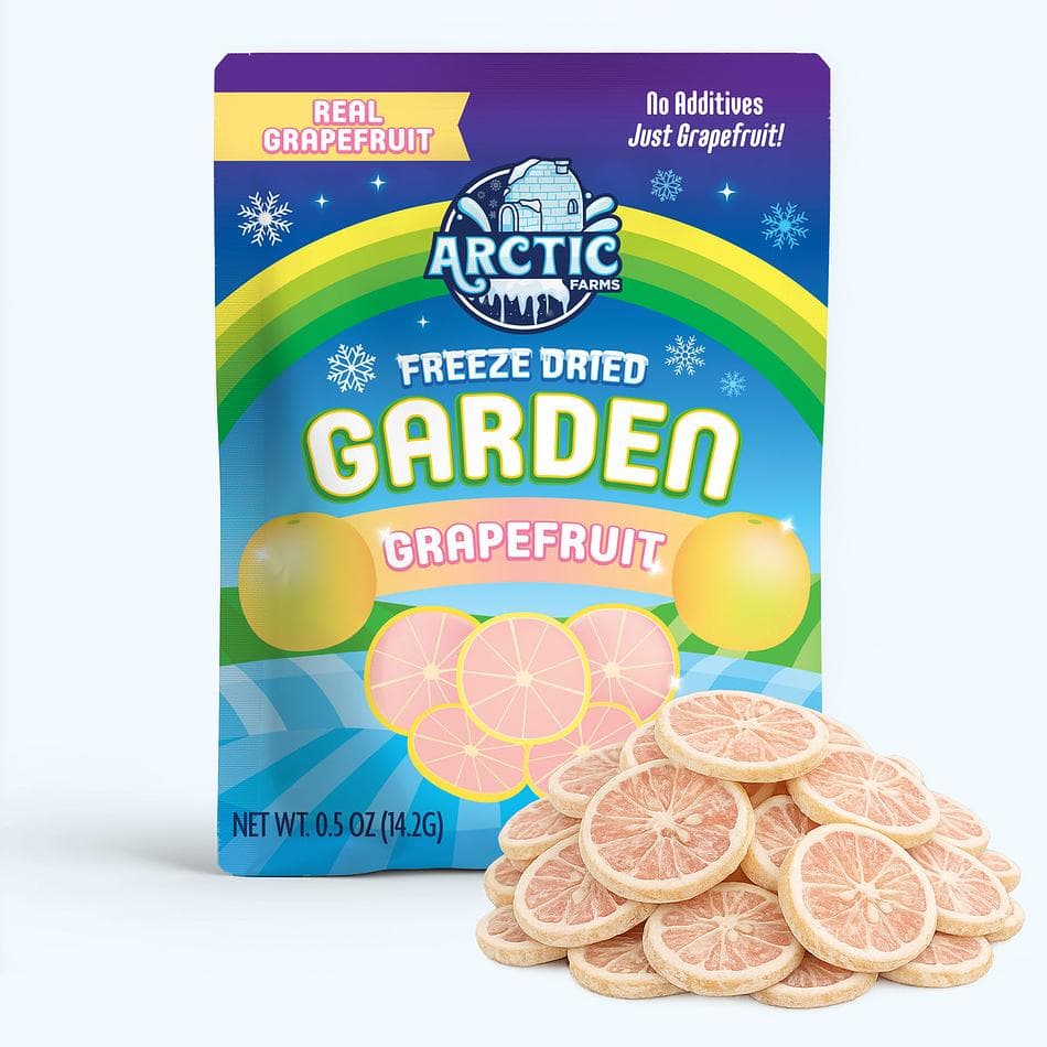 Freeze-Dried Grapefruit Slices, 100% Grapefruit, Tart Citrus Crunch, No Sugar Added, Pack of 3 Resealable Bags (0.5 oz each)