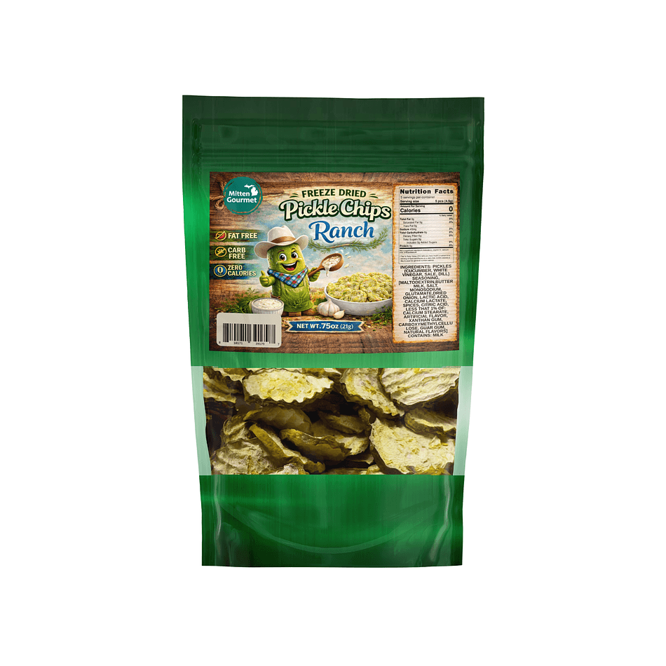 Freeze-Dried Ranch Dill Pickle Chips, Crispy Keto Snack, Gluten-Free