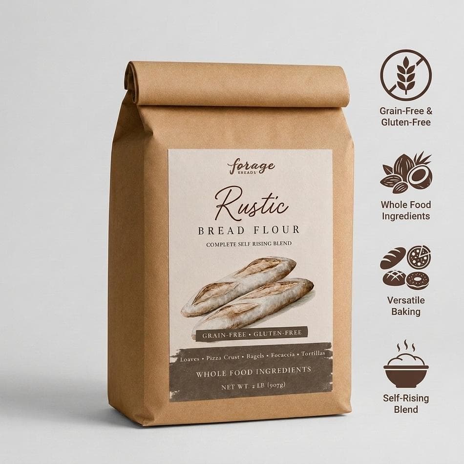 Grain-Free Self-Rising Rustic Bread Flour | Made  with Organic Blanched Almond Flour & Organic Coconut Flour | ✓ Gluten-Free  | ✓ Makes Rustic Loaves, Pizza, and more | 2 lb.