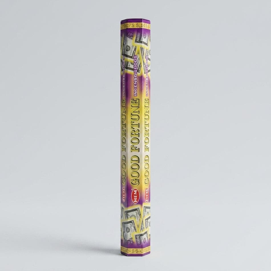Good Fortune Incense Sticks, Sandalwood & Patchouli Notes, Positive Energy Aroma, 20-Stick Hex Pack