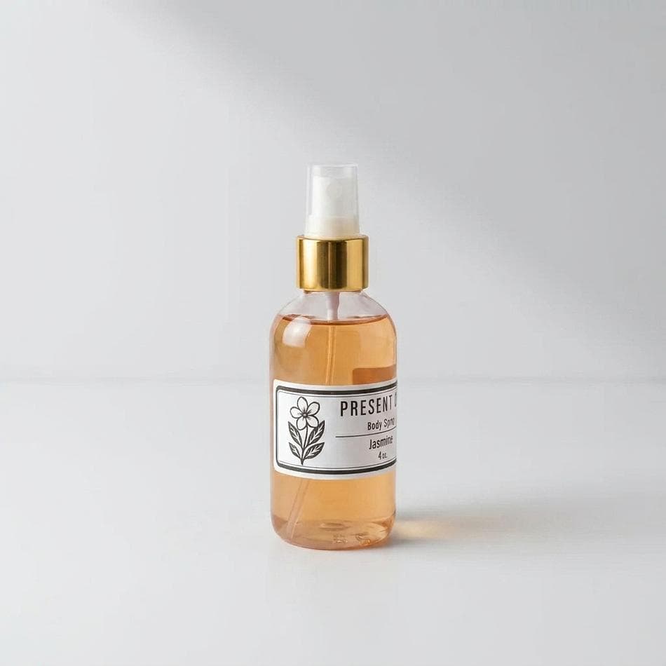 Jasmine Body Spray, Jasmine Essence, Light Floral Scent, Recyclable Glass Mist Bottle, 4 oz