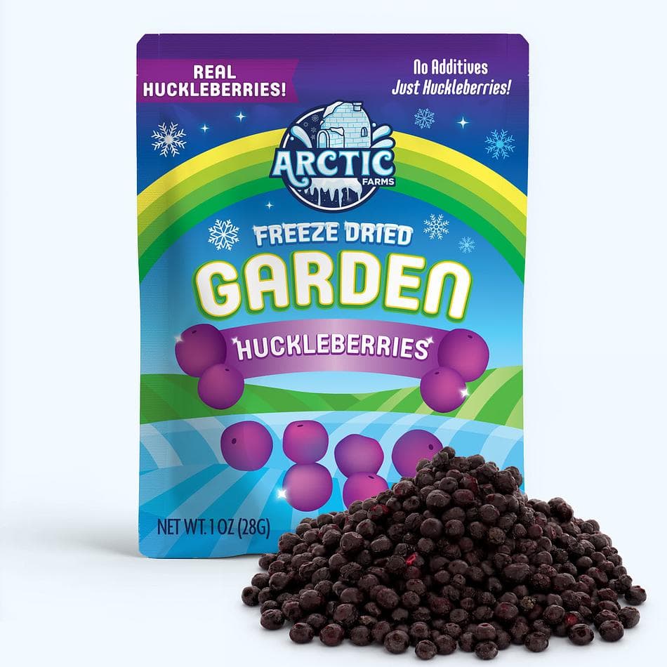 Freeze-Dried Wild Blue Huckleberries, Bold, Tart-Sweet Mountain Berry Snack, Pack of 3 Resealable Bags (1 oz each)