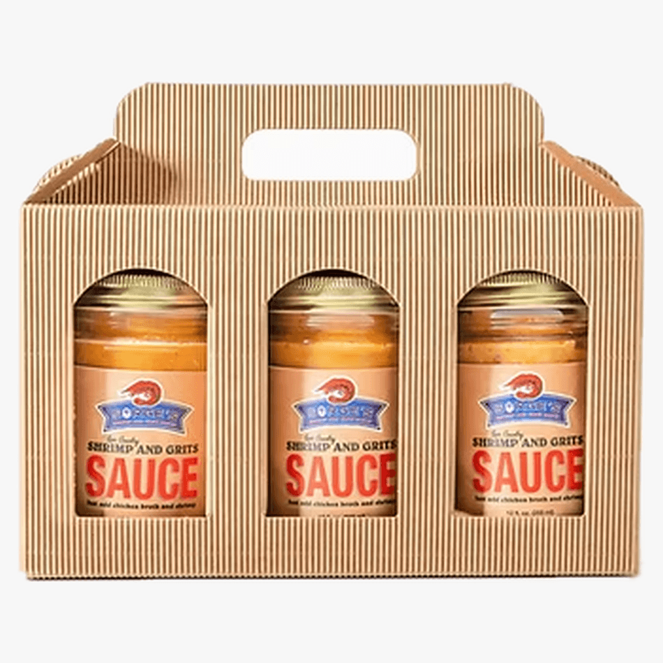 Shrimp & Grits Sauce Kit, 3 x 12 oz Jars, Southern Lowcountry Style, Easy Home-Cook Dinner, Gift Set