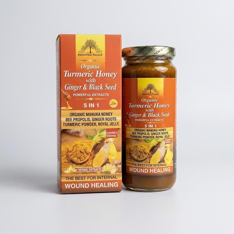 Manuka Honey Blend, Turmeric & Ginger Root, Bee Propolis + Royal Jelly, Immune & Throat Support, 1 Jar