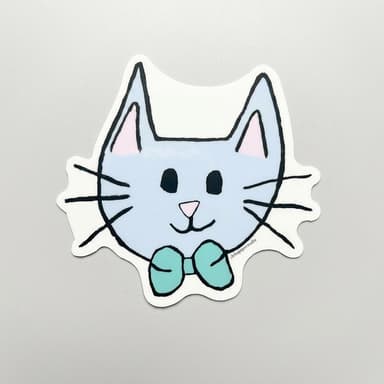 Waterproof Cat Sticker, Classic White Vinyl, Removable & Dishwasher Safe, Cute Kitty Decal, 4x4 in