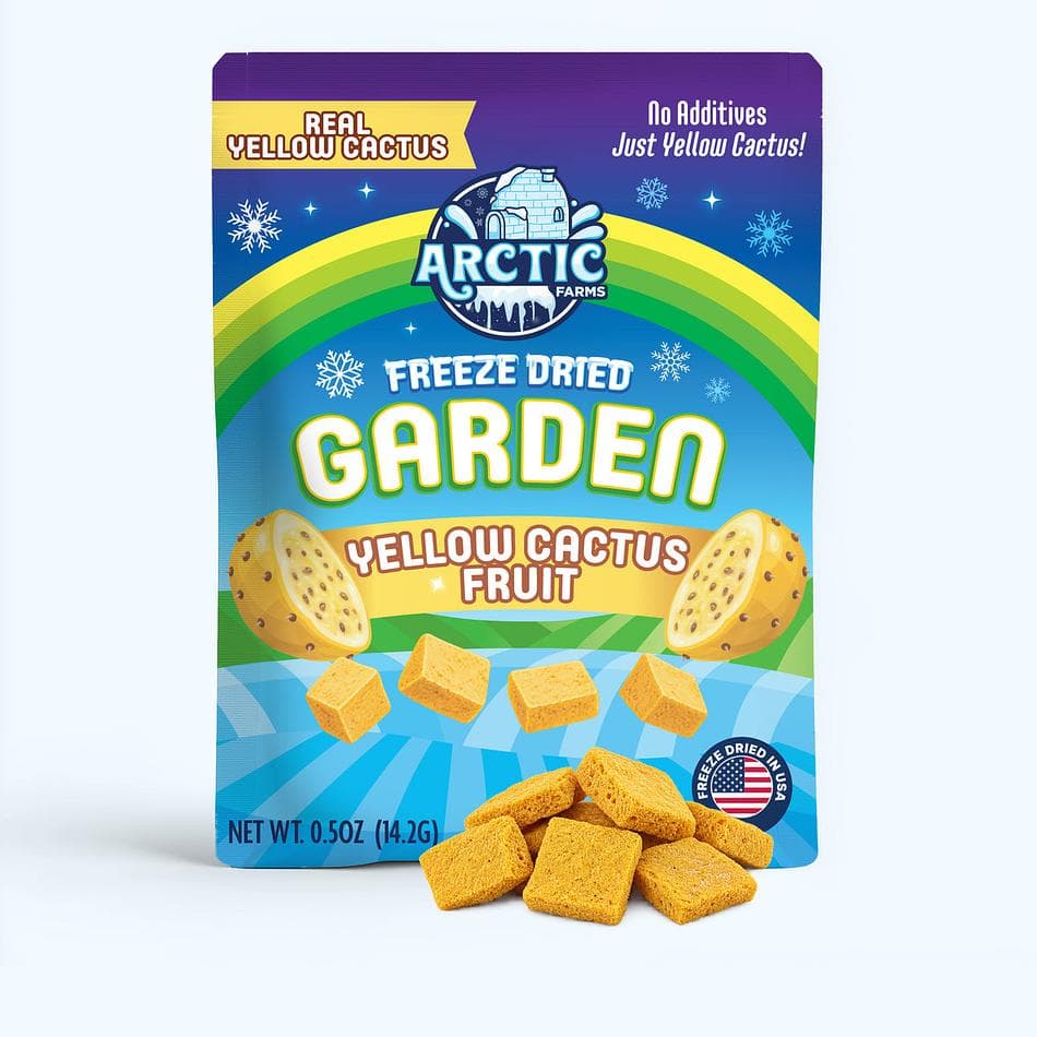 Freeze-Dried Yellow Prickly Pear (Cactus Fruit), 1-Ingredient Crunchy Snack, No Added Sugar, Pack of 3 Resealable Bags (0.5 oz each)