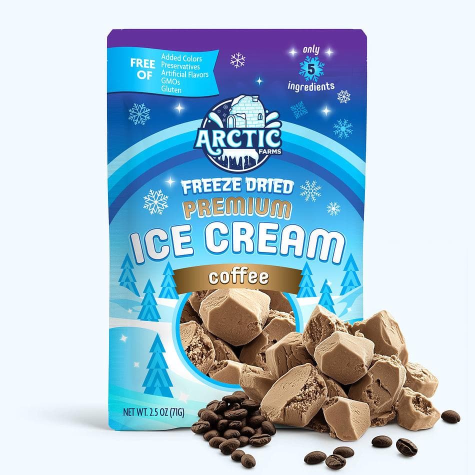 Freeze-Dried Coffee Ice Cream Bites, Cream & Egg Yolks, Clean 5-Ingredient Crunch, Shelf-Stable Snack, Large Resealable Bag (2.5 oz)