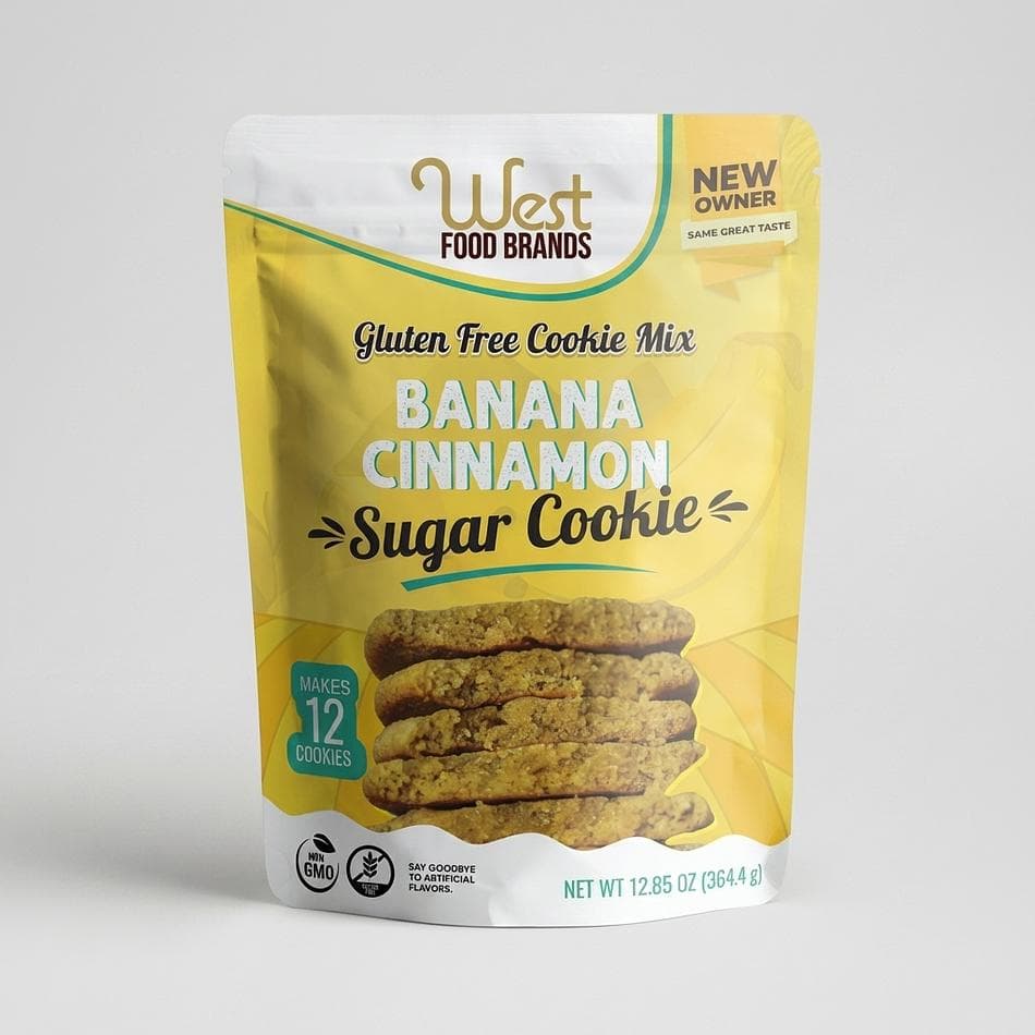 Gluten-Free Banana Cinnamon Sugar Cookie Mix, Real Banana Flour, Nut-Free, Makes 12 Cookies, Just Add Eggs & Butter