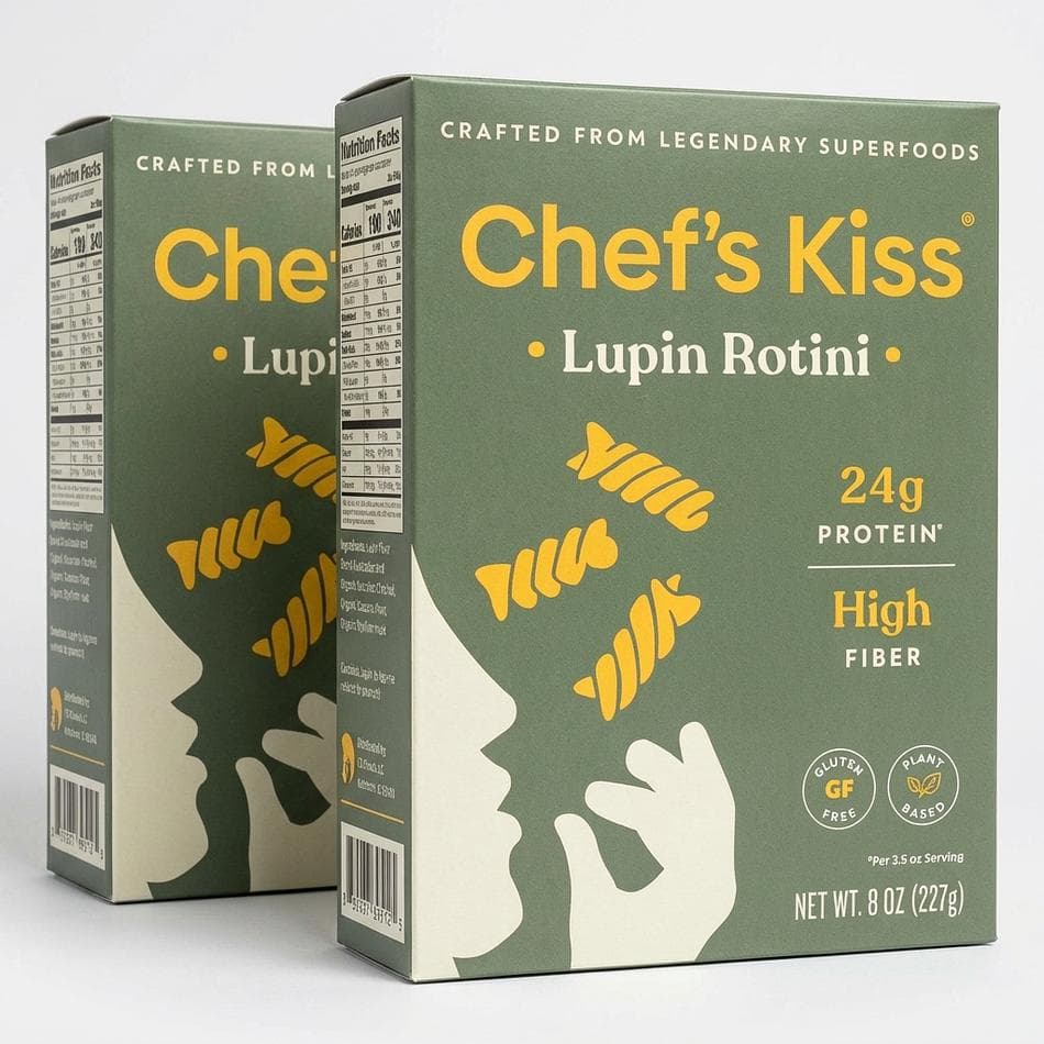 Lupin Protein Pasta Rotini, Lupin Flour, High Protein & High Fiber, Gluten-Free Pasta, 2-Box Pack
