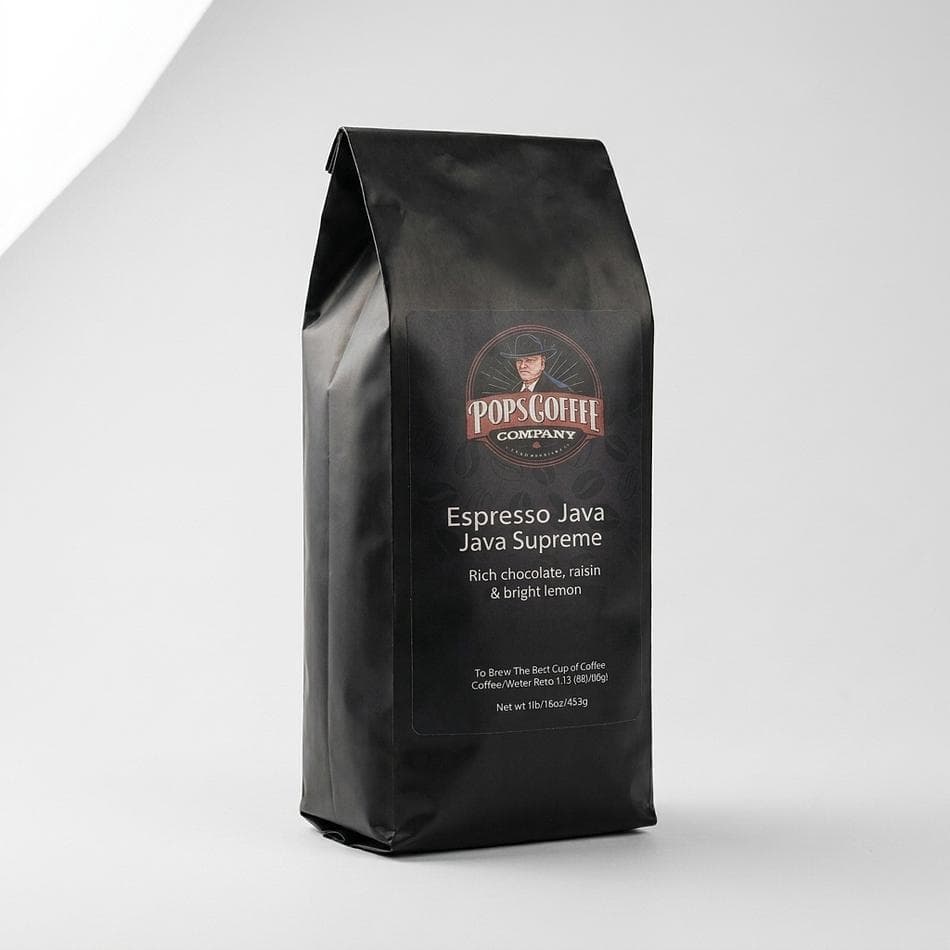 Espresso Blend Coffee, Chocolate Raisin Citrus Notes, Air-Roasted, Fresh Roasted, 1 lb Bag (Whole Bean or Ground)