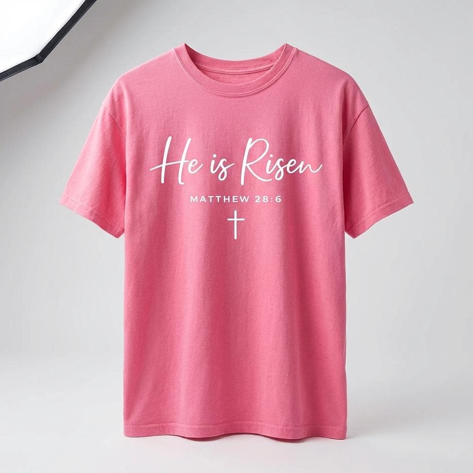 Christian Graphic T-Shirt, Comfort Colors 100% Cotton, He Is Risen Easter Faith Tee, Unisex Relaxed Fit, S–4XL