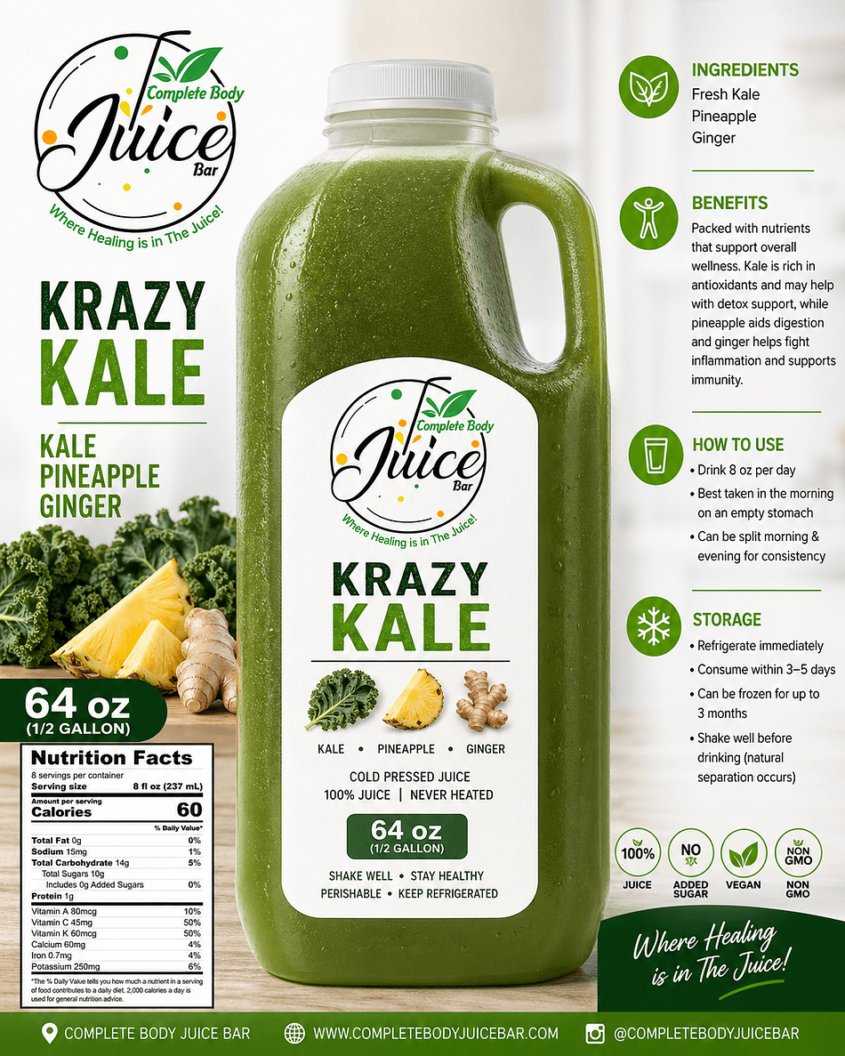 NEW 64oz (1/2gallon). Krazy Kale- Family Size