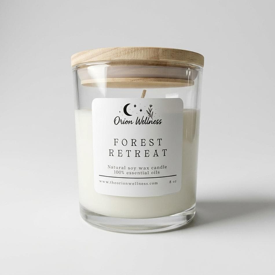 Soy Wax Candle, Eucalyptus & Cedarwood Essential Oils, Grounding Forest Scent, 8 oz Jar, 40–45 Hr Burn