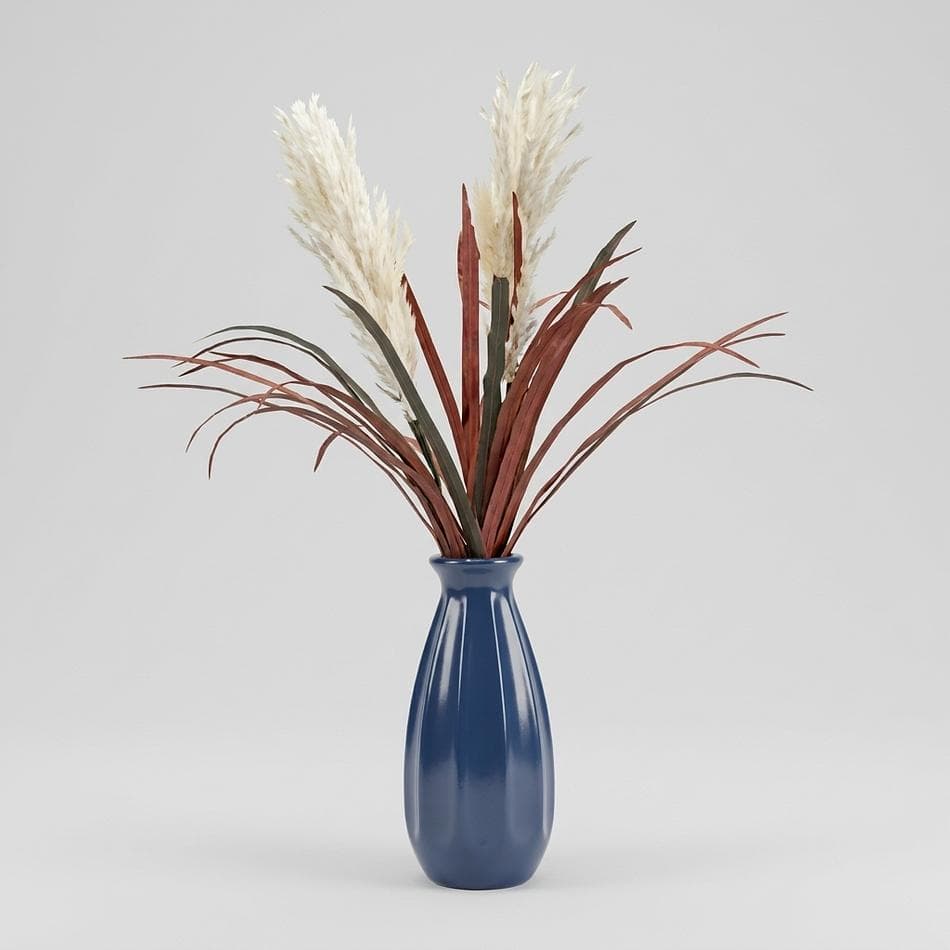 Artificial Winter Grass Stems, Faux Floral Arrangement, Modern Vase Filler Decor, Burgundy & Ivory, 1 Bundle