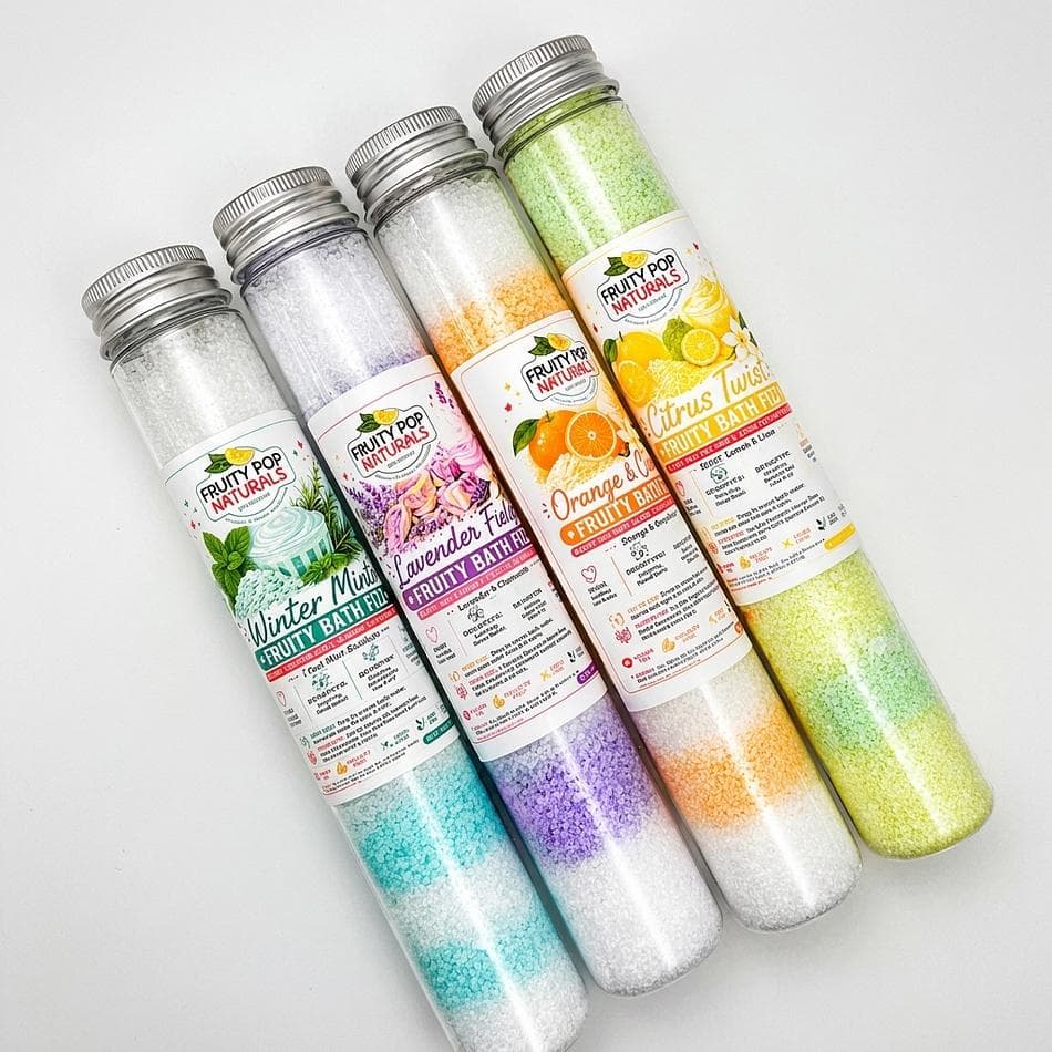 Fizzy Mineral Bath Salts, Sea Salt & Epsom Salt, Essential Oils, Dye-Free Shimmer Soak, 115 mL Tube